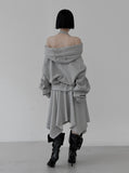 Enri cowl neck hood off-shoulder sweatshirt