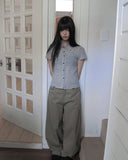 Colf back banding wide pants
