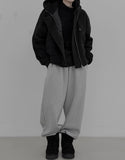 Hip sack brushed wide jogger pants