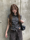 Wino String Check Short Sleeve Shirring Shirt