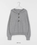 Tomiba Toggle Cable Hood Wool Knit - Wool 100