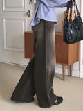 Cellne Washed Denim Long Wide Pants
