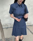 Tsuru Blue Denim Shirt One Piece