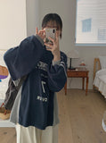 [unisex] Tecon color matching lettering track over fleece long sleeve tee