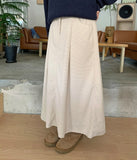 Necoco banding corduroy pintuck long skirt