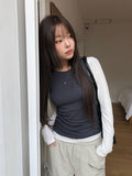 Obin Color Matching Slim Sleeveless T-Shirt Set