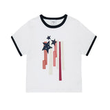 FLAG APPLIQUE RINGER CROP TEE