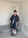 [unisex] Heiko Stitch Pocket Denim Over Short Sleeve Shirt