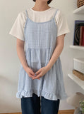 Sodel Summer Seersucker Check Sleeveless One Piece