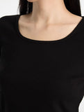 W Basic Round Square Neck Long Sleeve