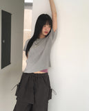 Ento pleats cooling short-sleeved T-shirt