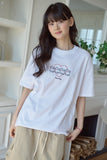 Cat's Heart Chain Embroidery Short Sleeve Tee