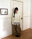 Delin round neck cable wool knit