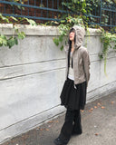 [MADE] B-Pie Frill Pocket Two-Way Zipper Neck String Windbreaker Hooded Zip-Up