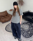 Roan Striped Henley Neck Short Sleeve Tee