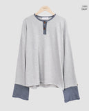 Mion Stripe Color Matching Point Long Sleeve T-shirt