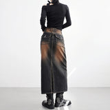 caro slit denim skirt