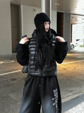 Black tech knit padding jacket