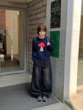 Colness Mushroom Print Wool Round Knit