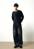 SNAP BIKER DENIM PANTS