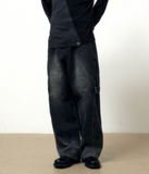 SNAP BIKER DENIM PANTS