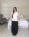 Kasen pleated shirring short sleeve shirt
