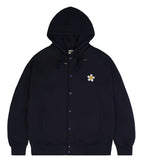 Flower Dot Embroidery Snap Hood Jacket