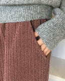 Hebo Velvet Ribbed Two-Way Banding Pants