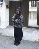 Boran Leopard Fluffy Fur Loose Zip-Up Jumper
