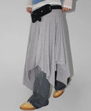 SHIRRING UNBALANCE SKIRT