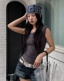 [U-BASIC/1+1] Roundy Slim U-neck Cap Sleeve Short Sleeve