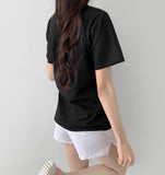 Daily Clean Round Crop Basic Length Short Sleeve T-Shirt