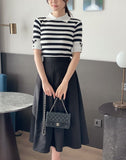 Nebel Banding Pintuck Flare Skirt
