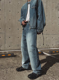 Faber slub washed wide denim