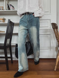 Marl flare denim pants