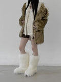1177 Fur Platform Sole Long Boots (5cm)
