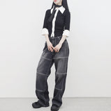 Orbi Color Matching Shirt Cardigan (Mini Strap Set)