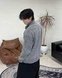 Ray-fun mix diagonal knit zip-up