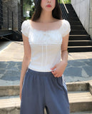 Yui Lace Shirred Puff Short Sleeve
