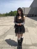 Pokin Lace Ribbed Knee-Long Socks
