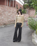 Shume Punching Openwork String Off-Shoulder Knit