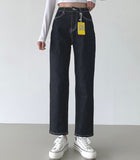 Raw banding brushed span no dyeing straight denim pants