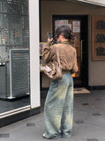 Weven Vintage Washed Denim Wide Pants