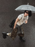 Bulky pintuck cargo Bermuda pants