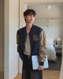 Barent Denim Color Matching Varsity Jacket
