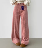 Colorful Beaded Corduroy Non-Brush Wide Fit Pants