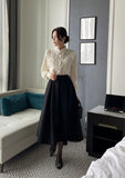 Loreson Wool Pintuck Flare Skirt