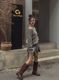 Autumn Damage Boat Neck Knitwear