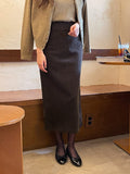 Forest Suede H-Line Long Skirt