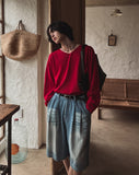 Bone linen V-neck knit